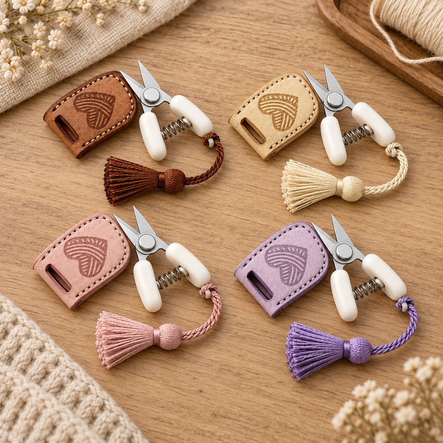 Four color options of artistic mini scissors and protective covers