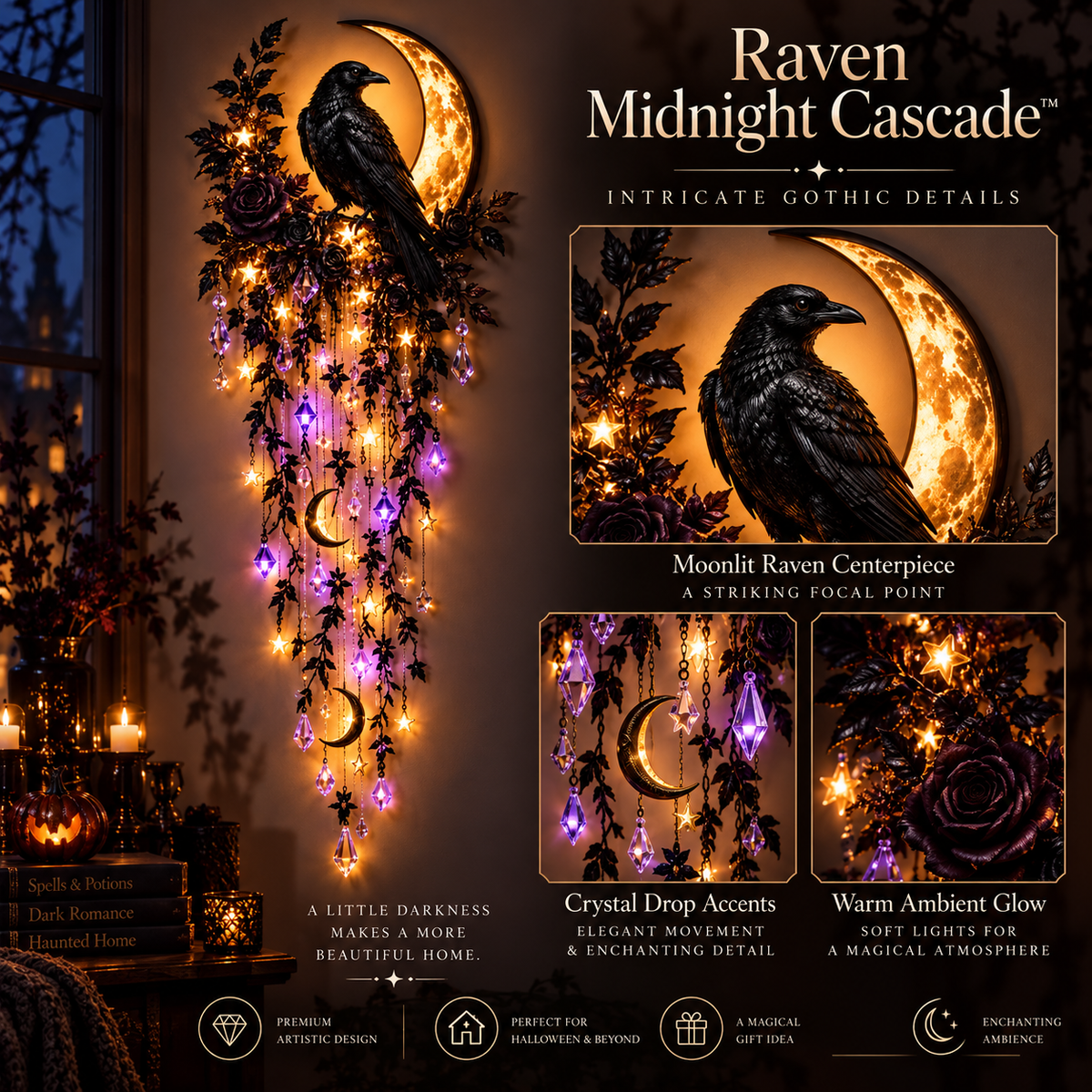 Close-up details of the Halloween wall light