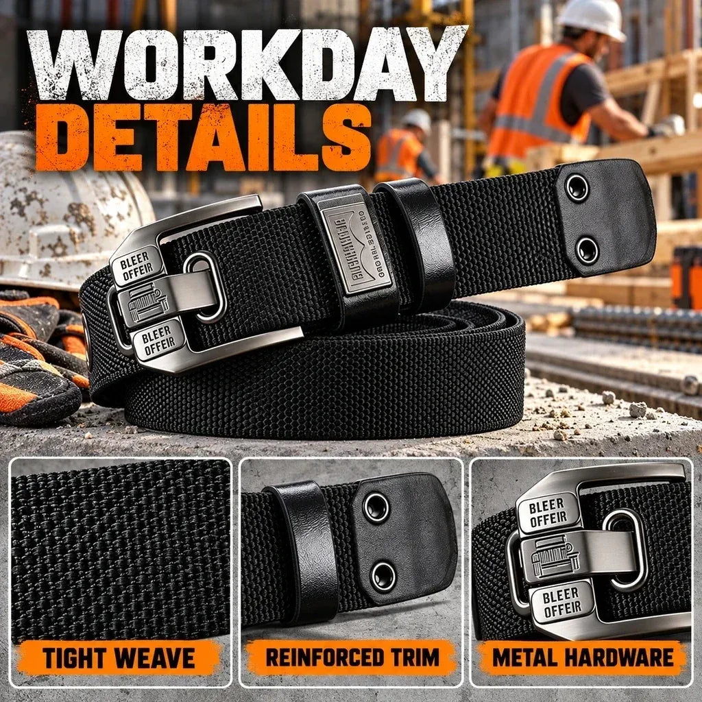 100% Handmade in USA-🔥 No-Hole Adjustable Stretch Work Belt with Square Metal Buckle