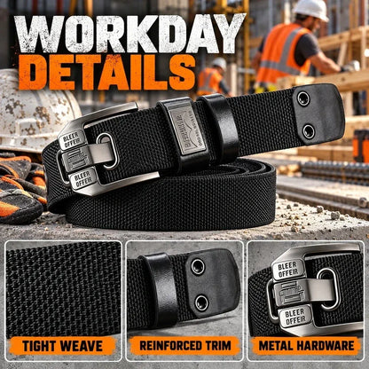 100% Handmade in USA-🔥 No-Hole Adjustable Stretch Work Belt with Square Metal Buckle