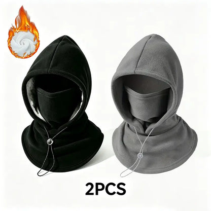 2-piece integrated flannel warm face mask and hat