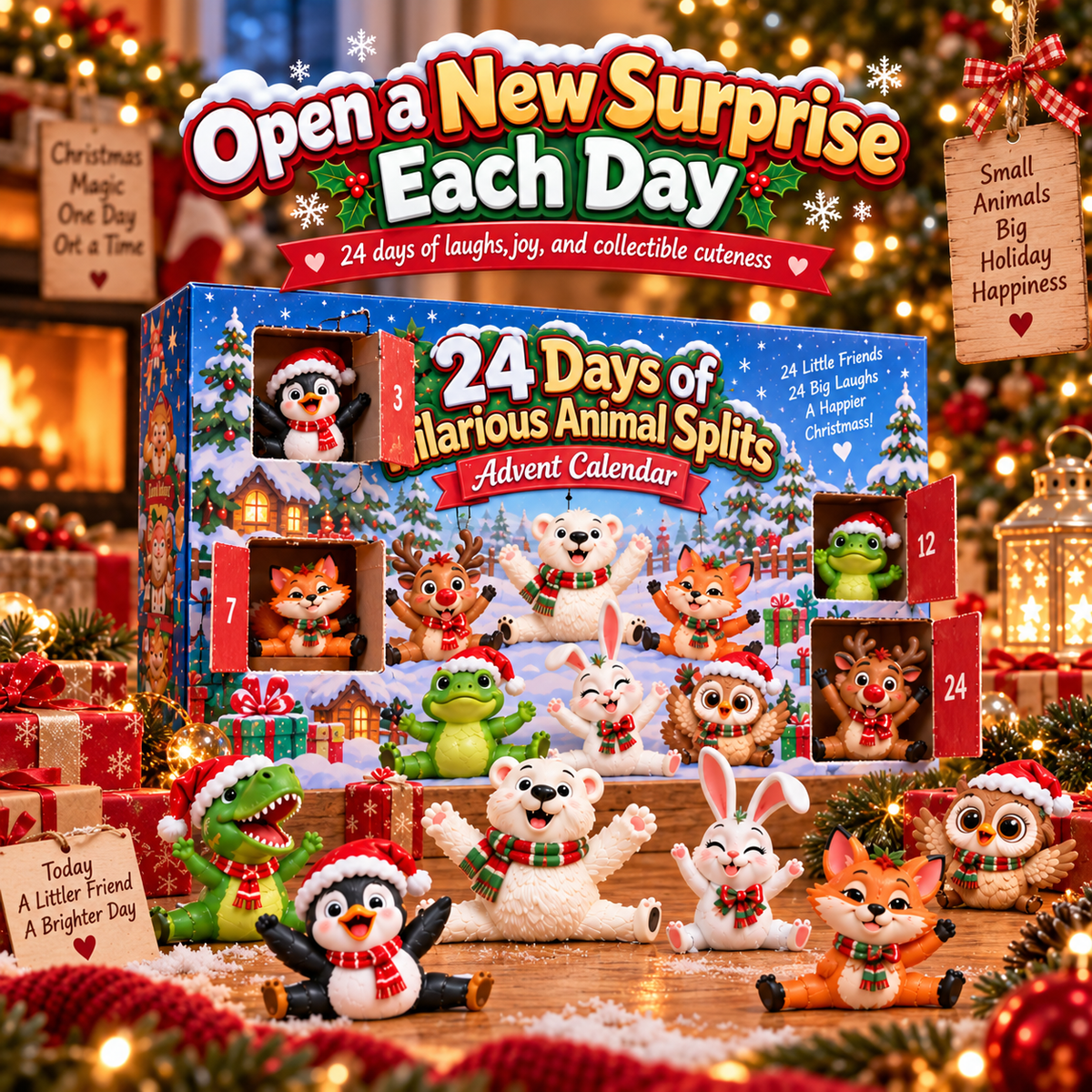✨24 Days of Hilarious Animal Splits™ Advent Calendar – Funny Christmas Animal Figurines