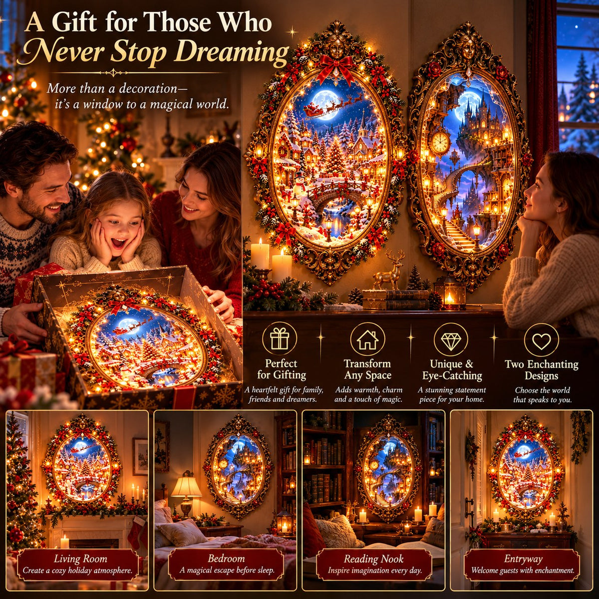 ✨Enchanted Christmas Village™ – Magical Lighted Christmas Wall Art