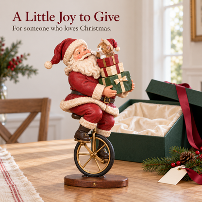 🎅 Santa’s Merry Ride – Vintage Santa & Kitten Christmas Figurine