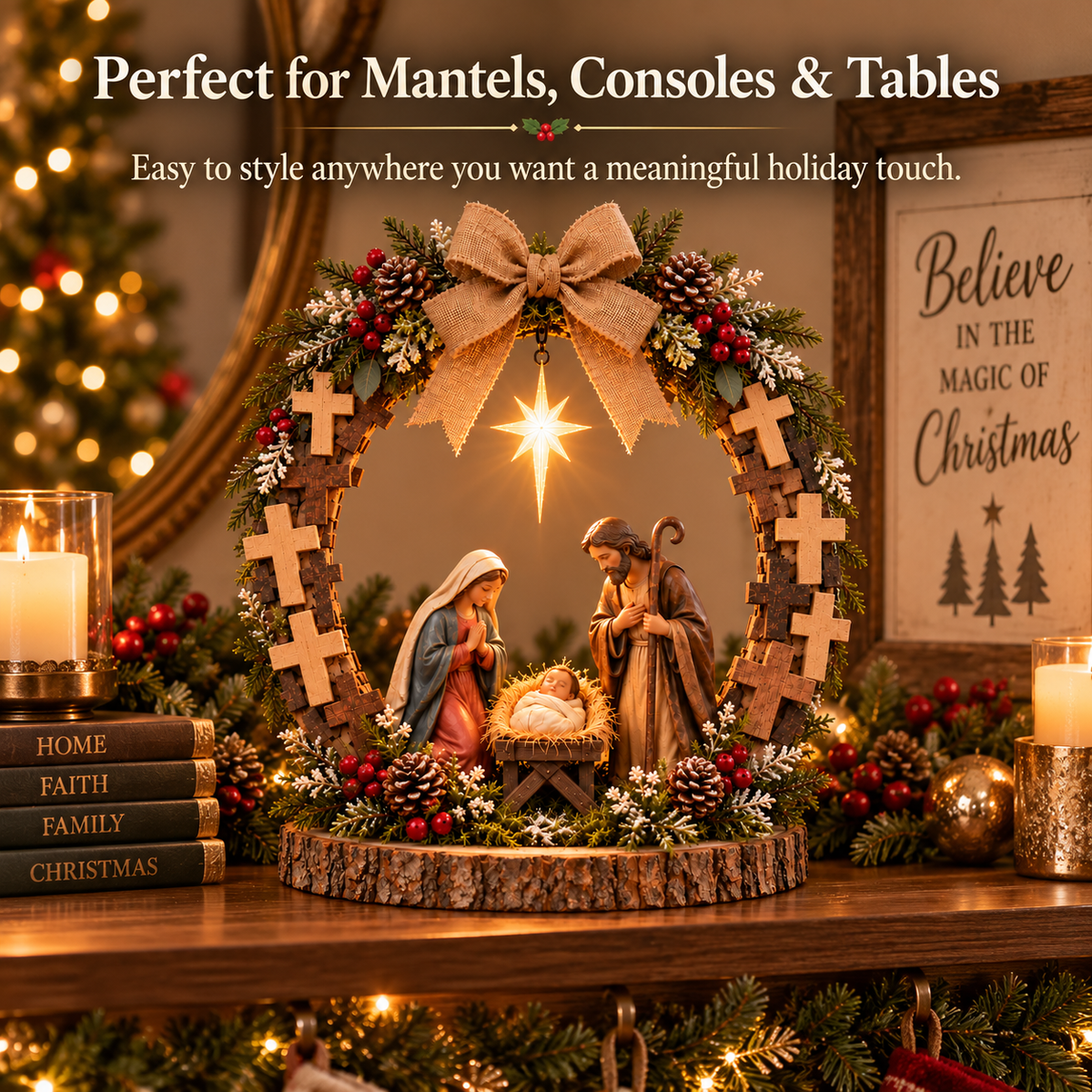 🔥😍Bethlehem’s Guiding Star | Lighted Nativity Tabletop Decor