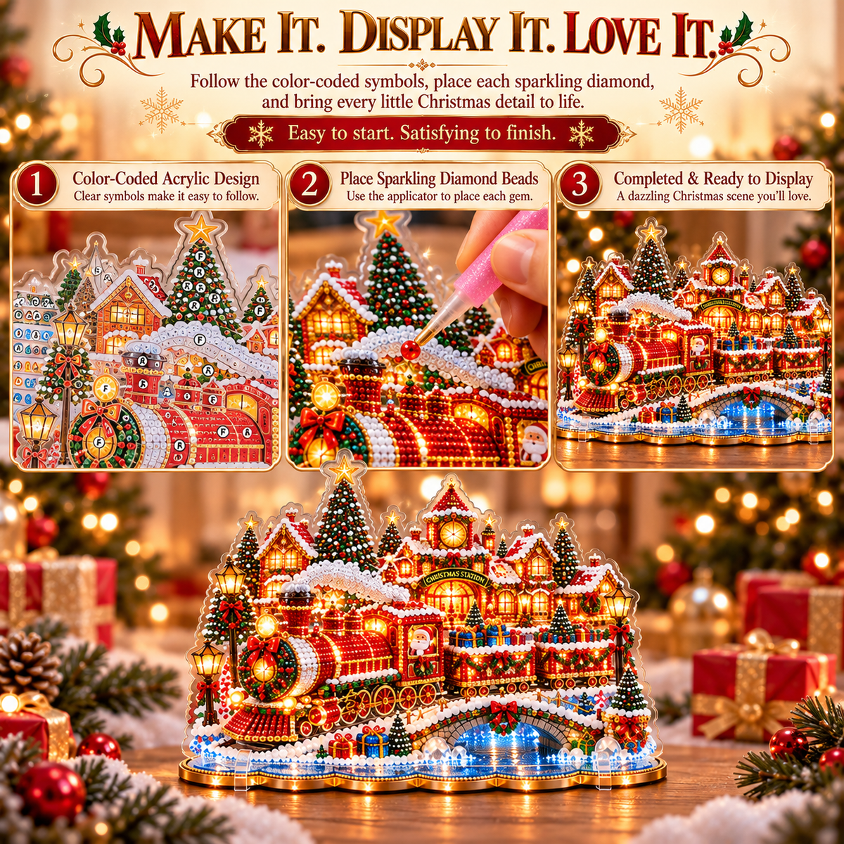 Diamond art Christmas craft process