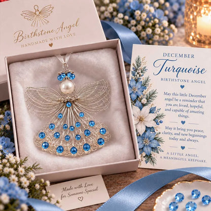 ⏳ Last Day 50% OFF – 👼Handmade Birthstone Angel Wire Ornament |12 Meaningful Birthstone Colors with Keepsake Card ✨
