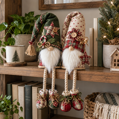 Plaid Christmas Gnome Shelf Sitter