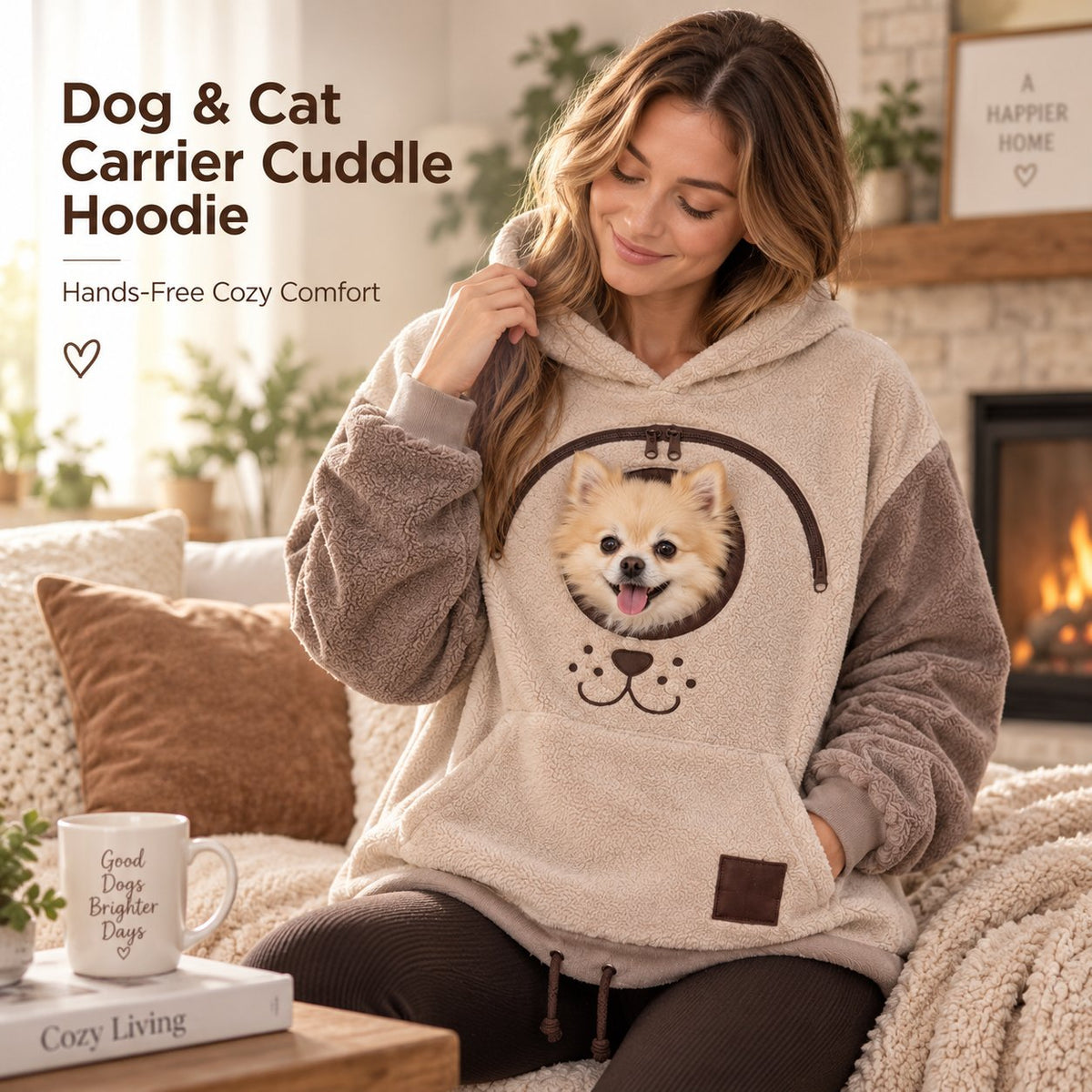 ⏰LAST DAY 50% OFF 🐾 Cozy Pet Carrier Hoodie — Built-In Pouch for Cats & Small Dogs