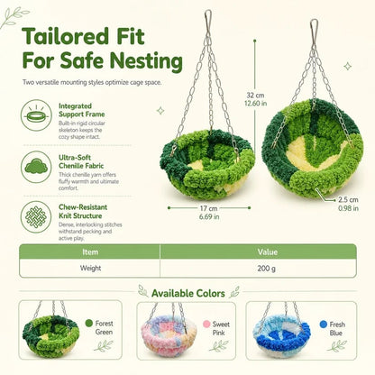 🧶Cozy Bird Hammock – Soft Hanging Cage Bed ✨