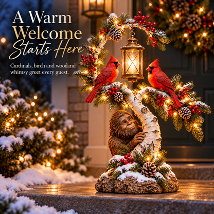 ✨Woodland Wave™ – Lighted Sasquatch & Cardinal Christmas Porch Décor