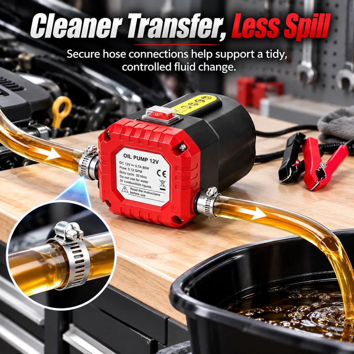 🛢️⚡ 12V 80W Electric Oil Extractor Pump – Engine Oil & Gear Oil Transfer Kit with Hoses