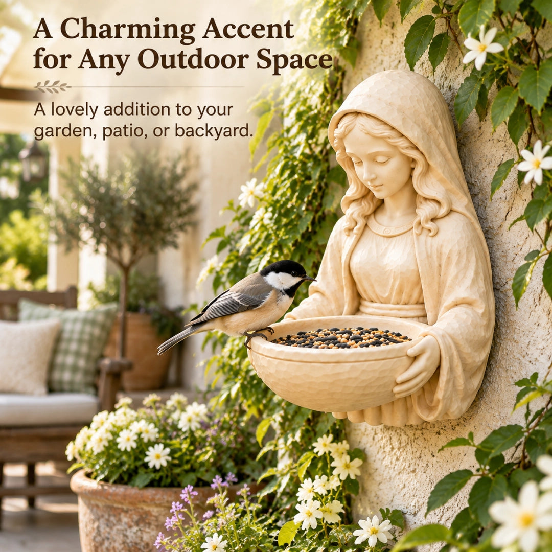 🕊️Grace in the Garden – Mary Wall-Mounted Bird Feeder