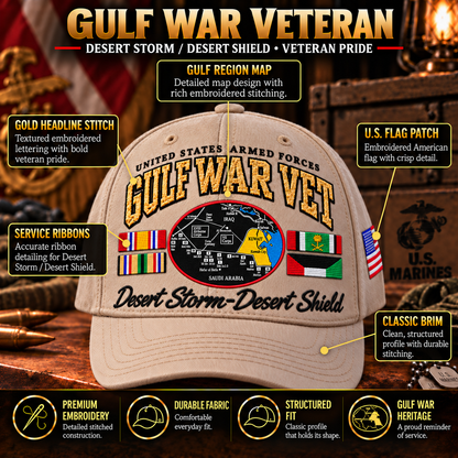 🇺🇸 Gulf War Veteran Tribute Cap — Desert Storm & Desert Shield