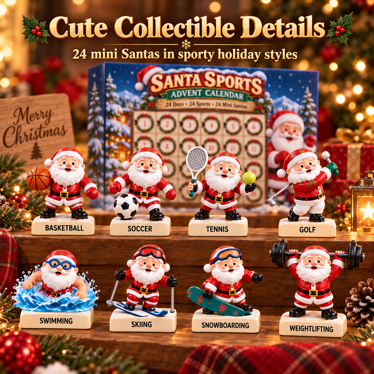 🎅🚴Santa Sports Advent Calendar – 24 Days of Mini Sports Santas⛹️🏌️