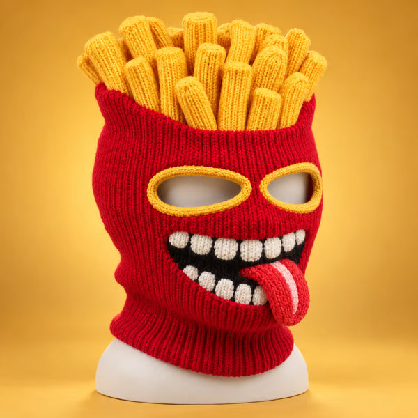 🍔🏂 3D Burger Monster Knit Ski Mask-🎁The Perfect Gift for Ski Lovers ❄️