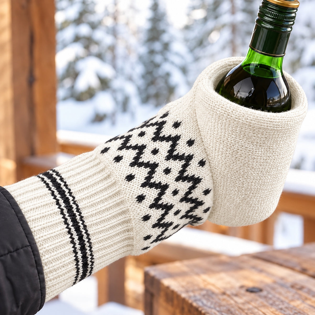 ❄Winter Insulated Glove Holder for Beer Cans Hot Striped Cold Drinks