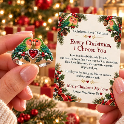 🎄Two Cardinal Heart Christmas Ring | “Every Christmas, I Choose You” ❤️