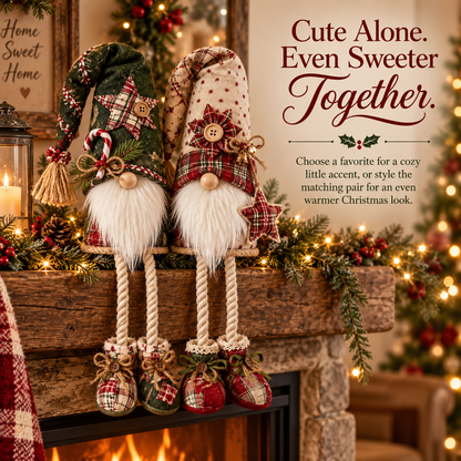 Plaid Christmas Gnome Shelf Sitter