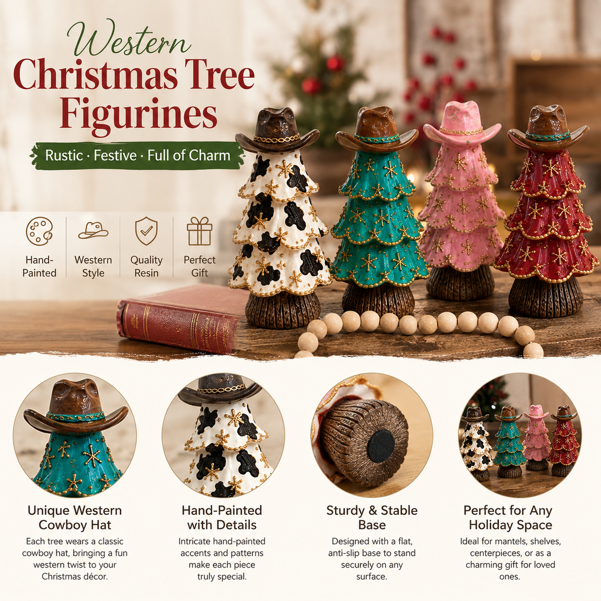 Figuritas de vaqueros de estilo navideño para el árbol