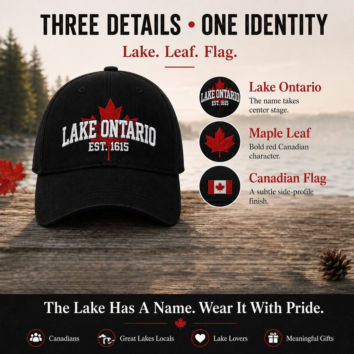 🔥😍Lake Ontario Forever – Bestickte Heritage-Kappe🍁