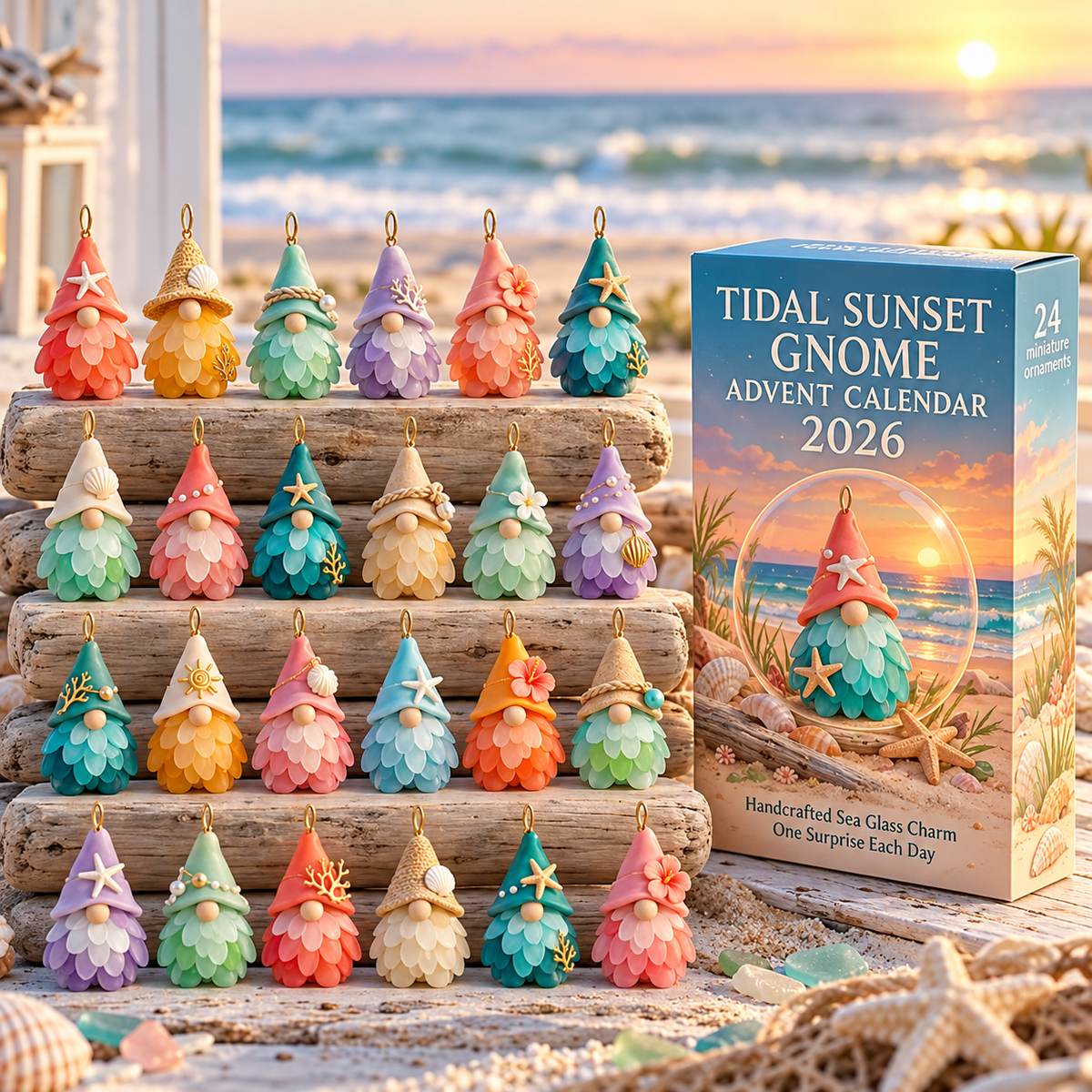 💙Sea Glass Gnome Advent Calendar 2026-🌊Shaped by Sea Nature & Crafted by Hand