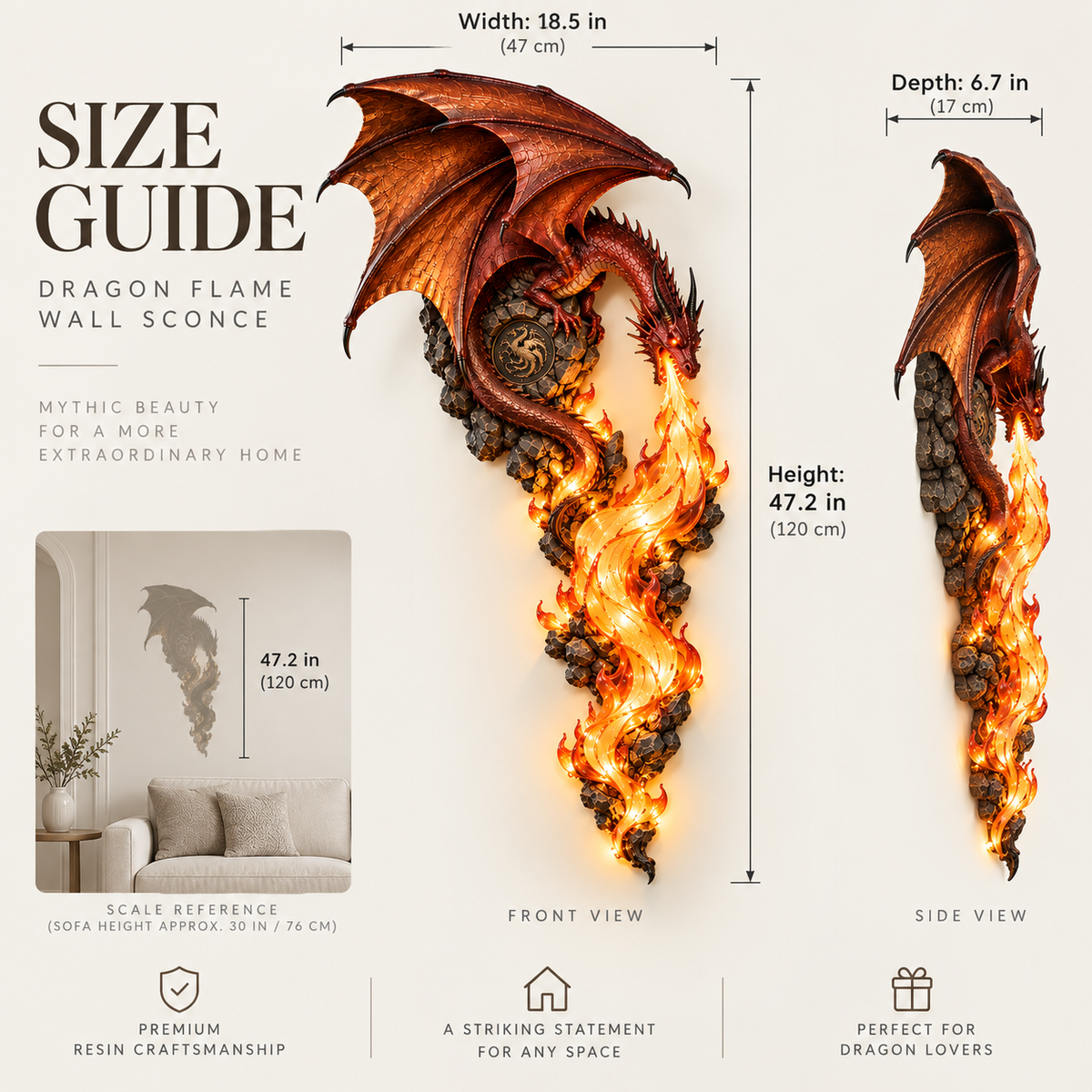 🔥😍Fiery Dragon Wall Sconce – A Bold Fantasy Accent for Your Home