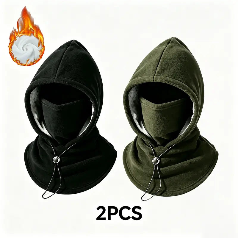 2-piece integrated flannel warm face mask and hat