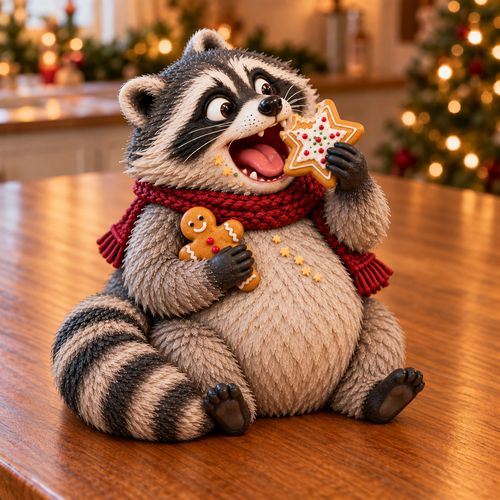 🎄🍪 Christmas Cookie Bandits – Funny Animal Figurine Collection