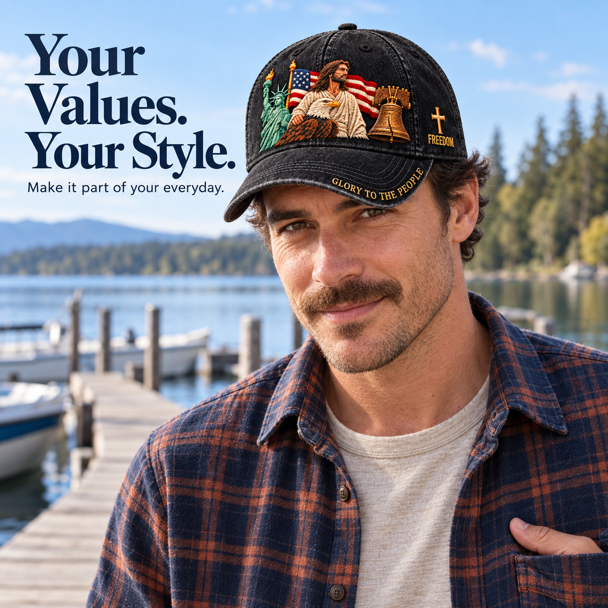 ✝️ Faith & Freedom – American Heritage Embroidered Cap 🧢