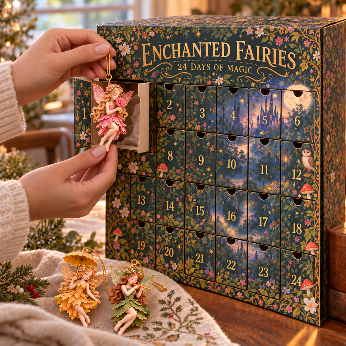 🧚‍♀️✨Enchanted Fairies 24-Day Advent Calendar – 24 Unique Fairy Hanging Ornaments