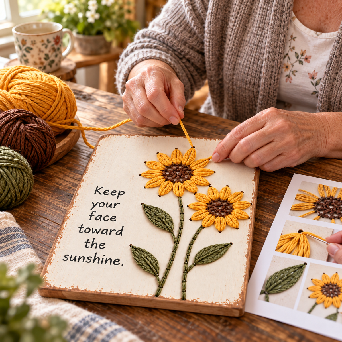 🌻✨Bloom & Create DIY Floral Yarn Art Plaque Kit - A Handmade Keepsake from the Heart❤️