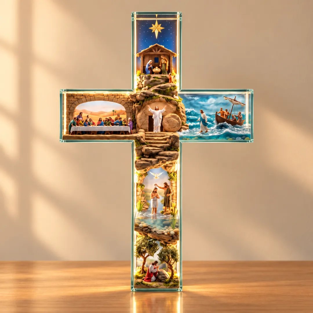 ✝️The Story of Jesus in Six Scenes™ Illuminated Cross Wall Décor(❤same as the video)