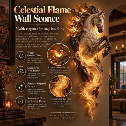 🦄 Celestial Flame Unicorn Wall Sconce – A Magical Guardian Awakens on Your Wall