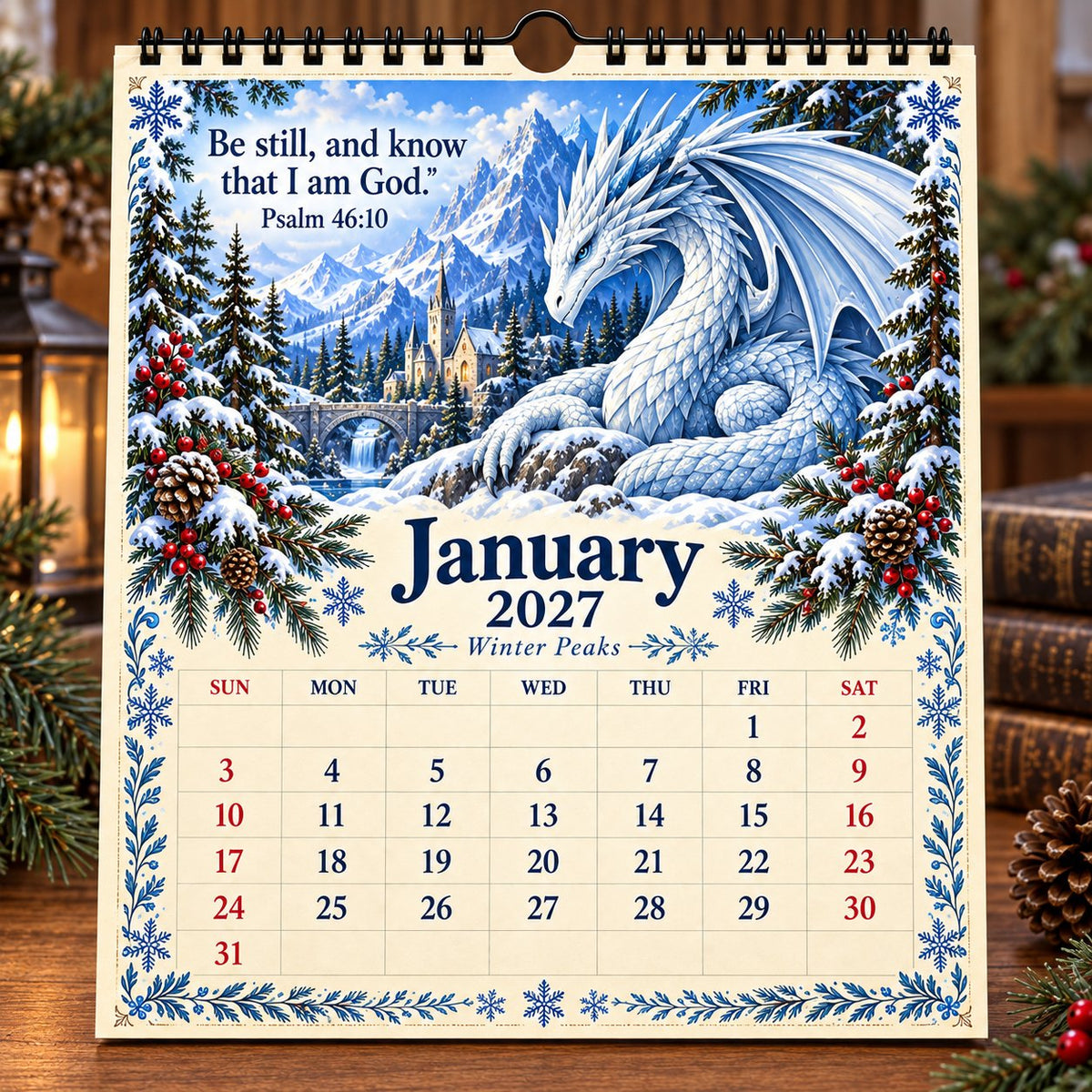 🔥LAST DAY 50% OFF - 🐉📖2027 Dragon Seasons of Faith Calendar – 12 Fantasy Dragons, Scripture & Seasonal Christian Art