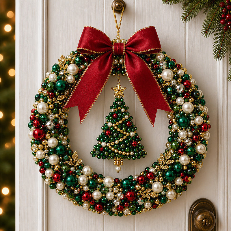 💎🎀Kit de guirnalda navideña de cuentas DIY – Crea tu propia decoración de puerta festiva