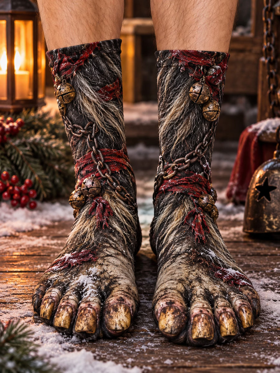 3D Wild Feet Christmas Creature Illusion Socks – Funny Costume Gift for Kids & Adults