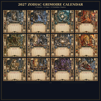📅Hardcover-Spiral 2027 Zodiac Grimoire Calendar™ -✨12 Signs, 12 Forbidden Chapters