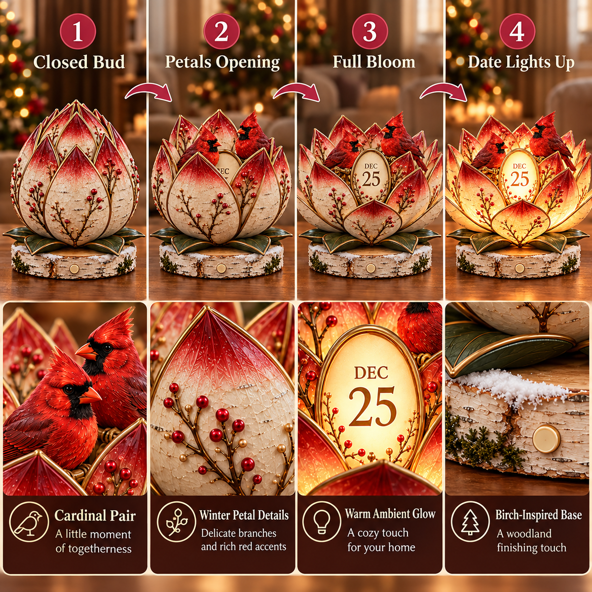 ✨Cardinal DailyBloom™ – Automatic Blooming Perpetual Calendar