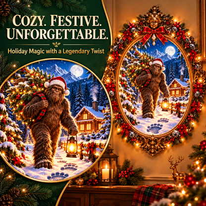 👣Bigfoot’s Christmas Crossing  – Legendary Illuminated Holiday Art