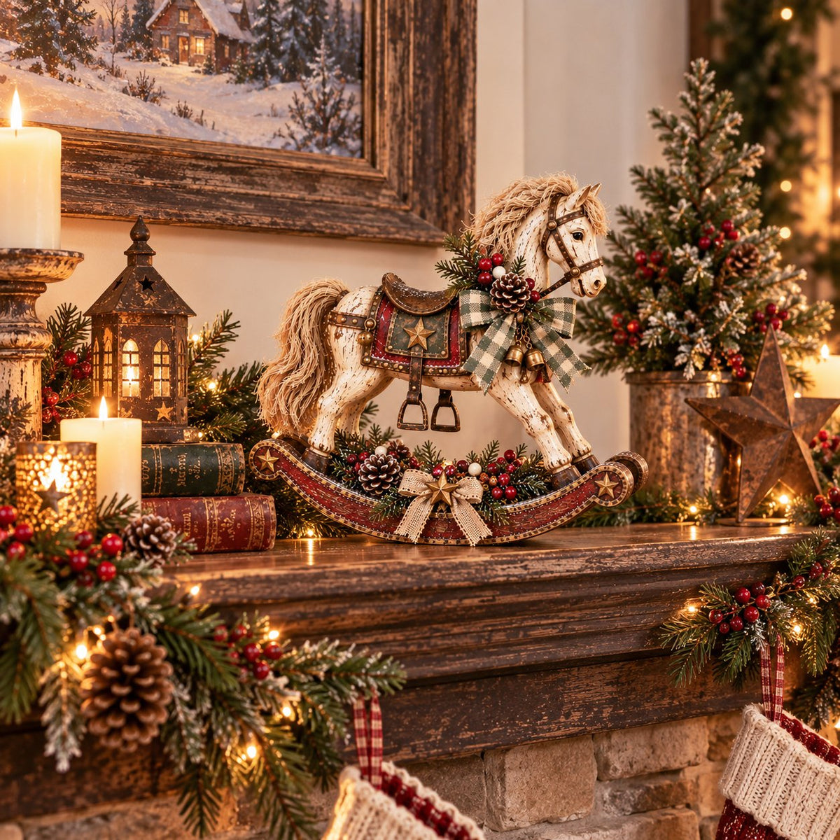 🎠Vintage Holiday Rocking Horse – A Charming Seasonal Accent