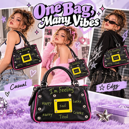 🔥Y2K Shoulder Bag – Interchangeable Embroidered Patches & Buckle Display Window