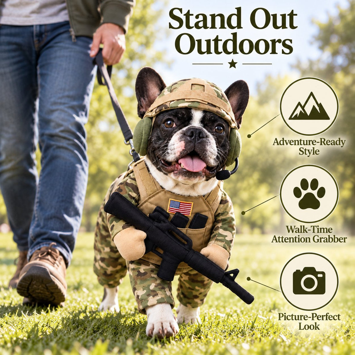 Military Camo Soldier Dog Costume – Complete 5-Piece Tactical Set