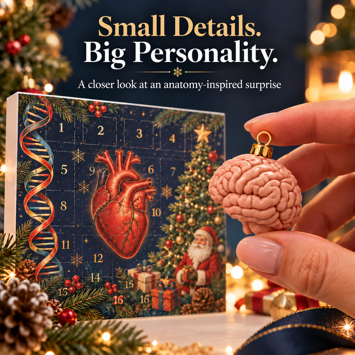 🎄 Anatomy Christmas Advent Calendar – 🎁Unique Organ-Shaped Ornaments & Holiday Surprises for Nurses, Medical Students & Science Lovers