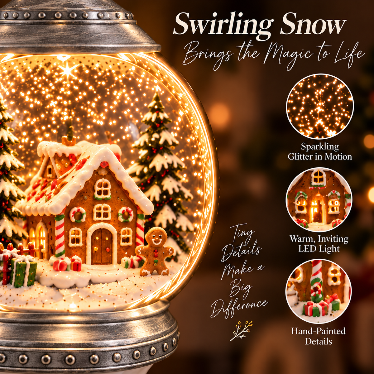 2027 Nestmiro® Cuentos de Navidad que brillan  Luz nocturna de globo de nieve enchufable