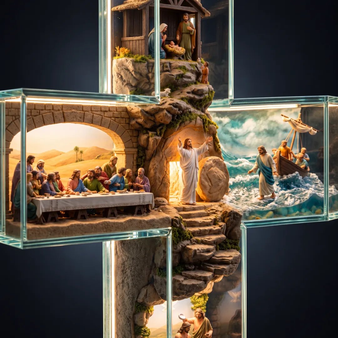 ✝️The Story of Jesus in Six Scenes™ Illuminated Cross Wall Décor(❤same as the video)