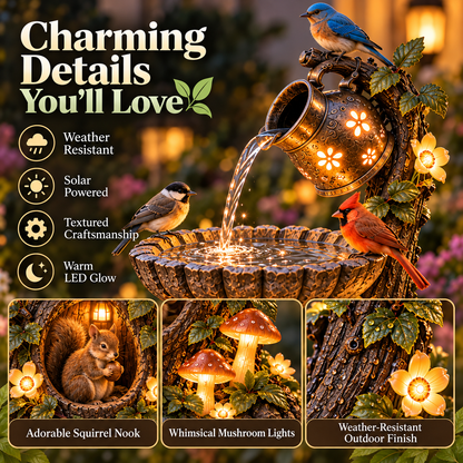 ⏰Limited Stock 49% OFF -🐿️ Solar Birdbath Fountain Garden Deco(❤Same as the video)r