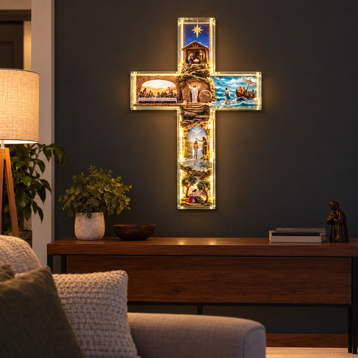 ✝️The Story of Jesus in Six Scenes™ Illuminated Cross Wall Décor(❤same as the video)