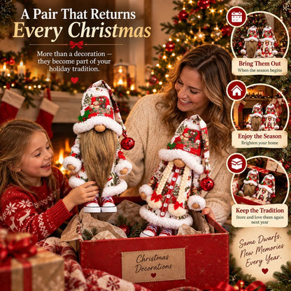 😍Festive Gnome Couple Figurines – Bearded & Braided Hair🎄