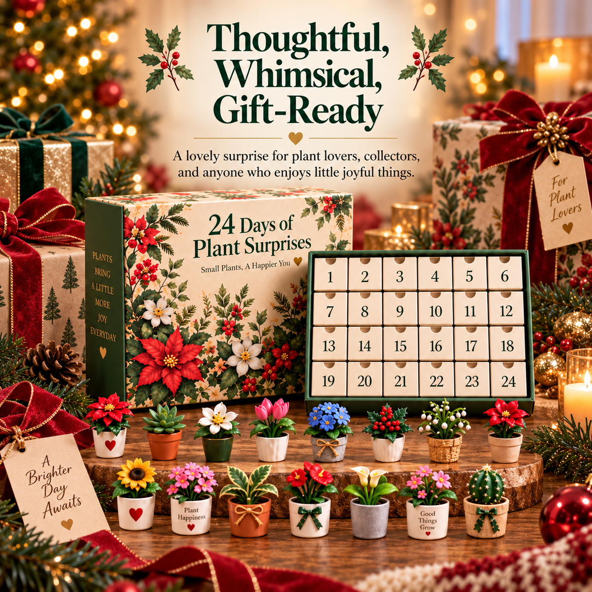 🌸🎁 24 Days of Blooming Joy™ – Mini Plant Figurines Advent Calendar